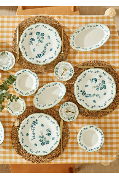 Bella Maison أوكاليبتوس ستونوير - طقم إفطار أخضر مكون من 26 قطعة لـ 6 أشخاص