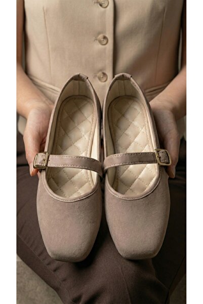Beyond Жіночі бежеві замшеві туфлі з пряжкою 1 см Mary Jane BYNDSHR04