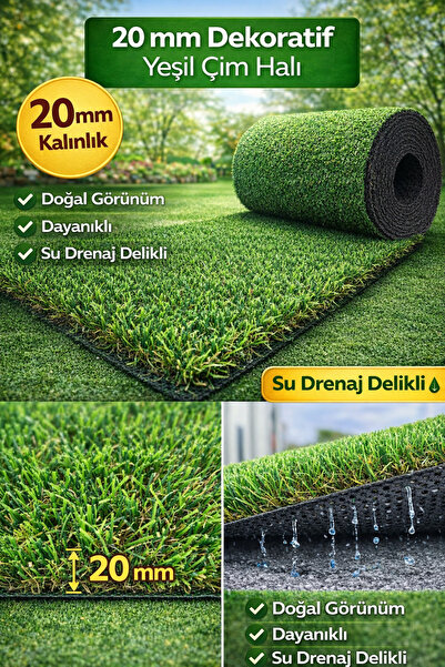 Reform Halı Çim Halı Suni Çim Halı 20mm 2m - 4m Doğal Görünüm Yumuşak Doku