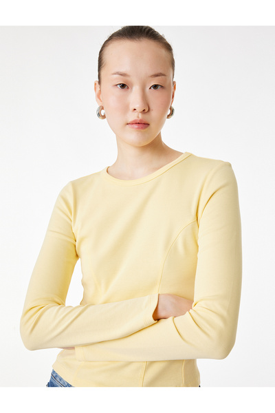 Koton Tricou din bumbac, slim fit, cu mânecă lungă, cu detaliu cusătură și de...