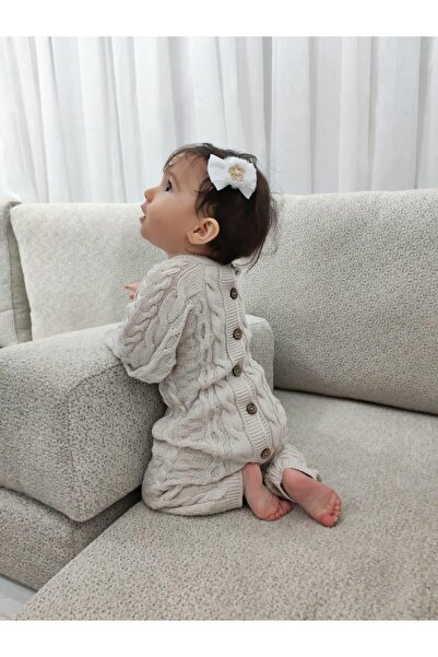 KUEZA KIDS Bebek %100 Pamuk Düğmeli Saç Örgülü Triko Tulum (1–18 Ay)