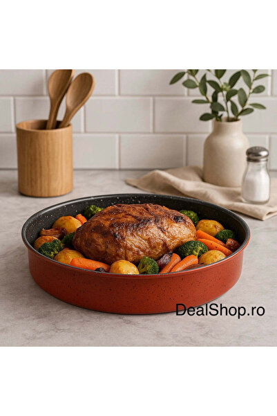 dealshopromania Tavă rotundă de copt cu înveliș ceramic, 35 x 7 cm, 2 straturi -