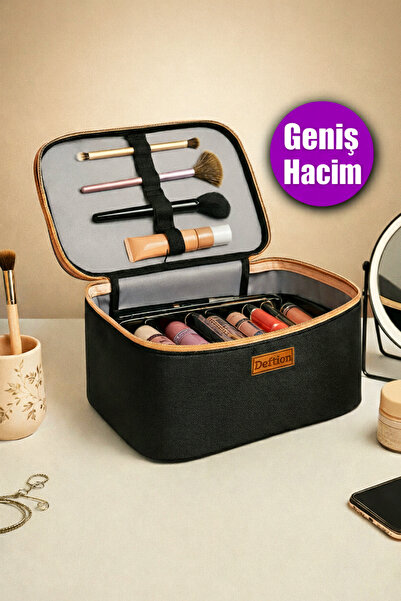 Deftion Profesyonel Büyük Boy Makyaj ve Seyahat Çantası - Su Geçirmez Geniş B...