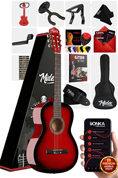 Midex Cg-36rd-pak Kaliteli 36 Inç 3/4 Juniur Çocuk Gitarı 8-12 Yaş Çanta Capo...