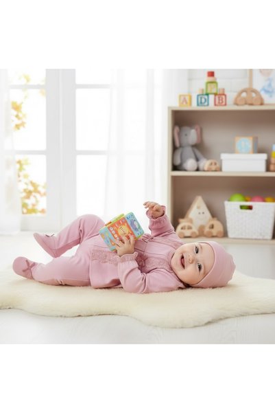 MİNİBORN New Born Girl Long Sleeve Ecru Striped Lace Detail Five-Piece Set