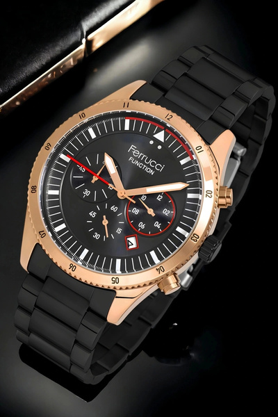 Ferrucci Black-Rose Color FC.13907TM.02 Function Men's Wristwatch+Wristband z...