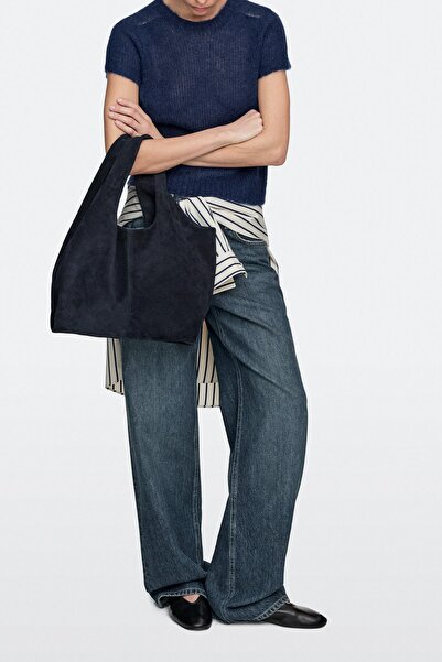 Massimo Dutti Orta boy süet deri tote çanta