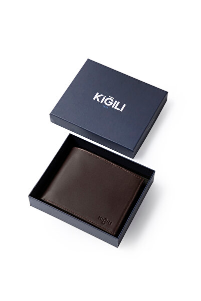 Kiğılı Düz Erkek Kartlık Para Bölmeli Deri Cüzdan