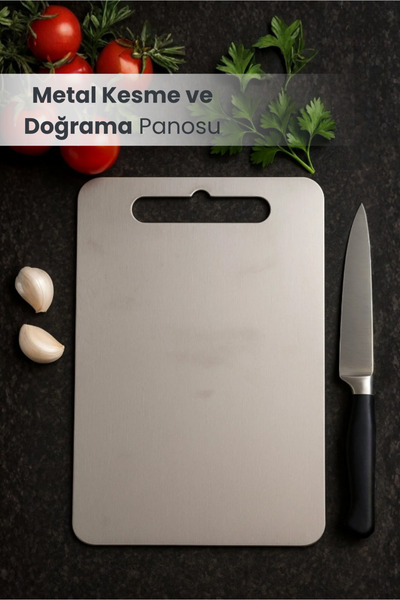 Orvila لوح تقطيع وتقطيع من الفولاذ المقاوم للصدأ ثنائي الاتجاه مقاس 34 × 20 سم