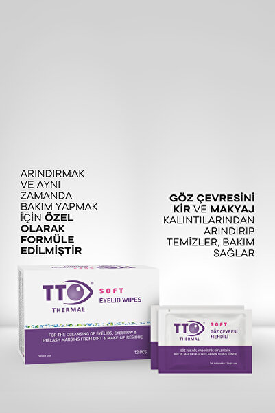 TTO Göz Temizleme Mendili Hassas Göz Çevresi Hijyeni 12 Adet Hyalüronat ve Çay Ağacı Yağı Soft