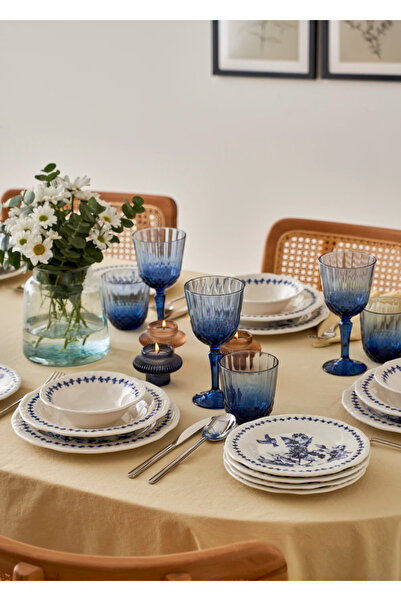 Bella Maison Vanessa Porselen 24 Parça 6 Kişilik Yemek Takımı Mavi