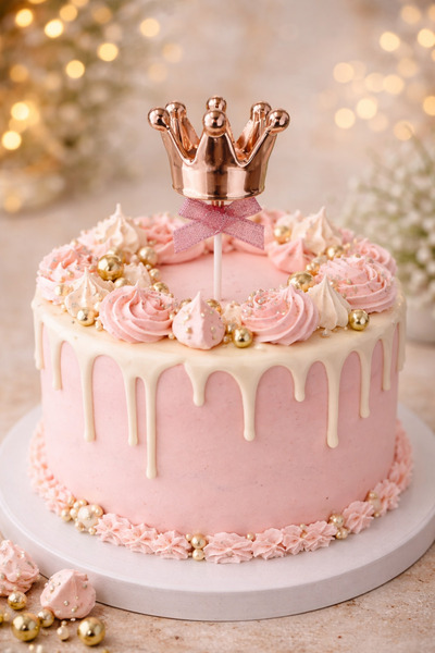 PARTİPORT Rose Gold Prenses Tacı Pasta Süsü Cake Topper – Taç Pasta Dekoru Do...