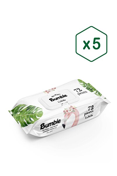 Bumble لا بيلا مناديل مبللة 72 منديل، عبوة من 5 قطع