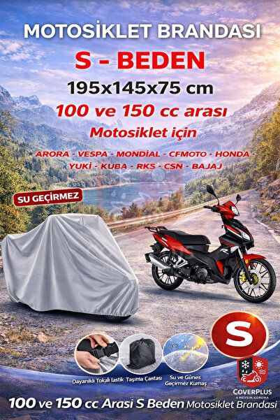 CoverPlus Motosiklet Brandası Motor Branda Premium Su Geçirmez Branda,Taşıma Çantalı,Lastikli (Ekstra Kalın)
