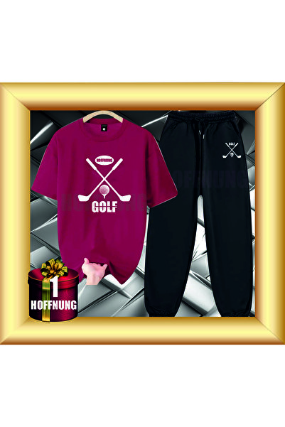 HOFFNUNG Unisex Casual Short Sleeve Set with Golf Print Outdoor Spring/Summer...