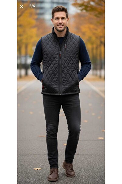 HAMİTOGULLARI Dark Blue Reversible Zippered Vest