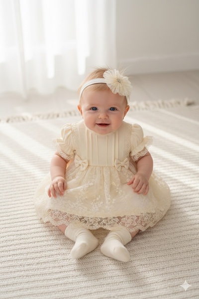 Miniday Baby Baby Girl Mevlütlük Dress Summer Bandana Lace Newborn Hospital R...