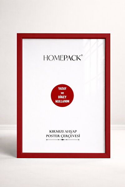 HOMEPACK 50X70 CM Kırmızı Ahşap Çerçeveli Poster Çerçevesi, Boş Çerçeve, KIRM...