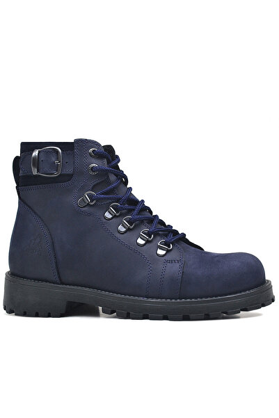 Rakerplus Griffon Genuine Leather Navy Blue Zippered Boots