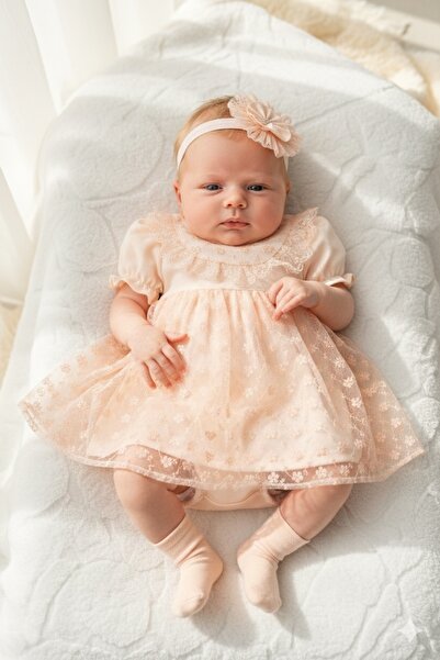 Miniday Baby Baby Girl Mevlütlük Dress Summer Bandana Lace Newborn Hospital R...