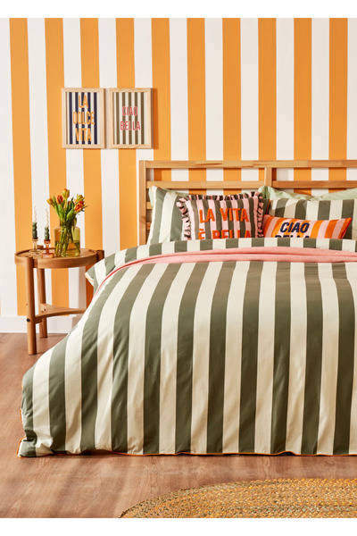 Bella Maison %100 Pamuk Line Çift kişilik Nevresim Takımı Yeşil (200x220 cm)
