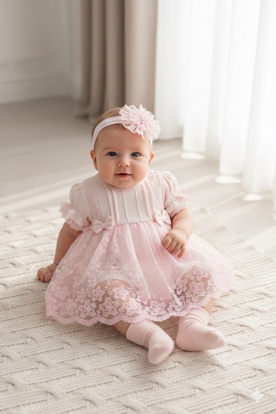 Miniday Baby Baby Girl Mevlütlük Dress Summer Bandana Lace Newborn Hospital R...