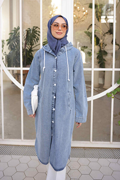 İmajButik Plava kapa sa kapuljačom Sa džepovima od teksasa