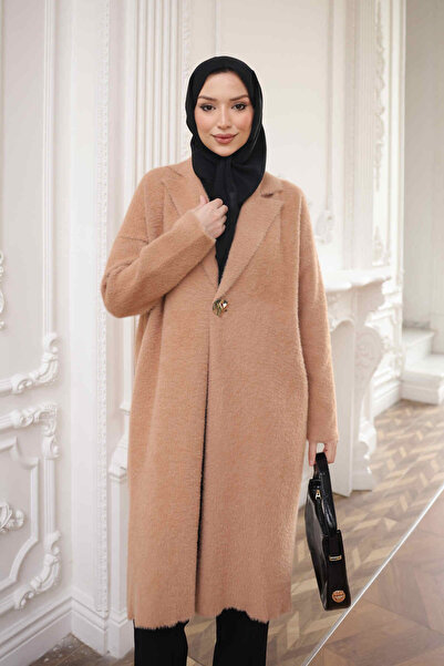 İmajButik Cardigan din tricot moale Angora cu un singur nasture