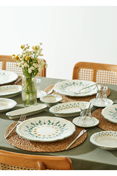 Bella Maison Adelina Stoneware 26 Parça 6 Kişilik Kahvaltı Takımı Yeşil