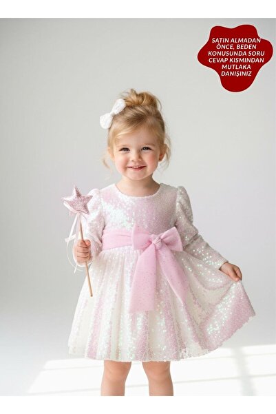 aysskids LOTTUS Pul Payet Bayramlık Özel Gün Doğum Günü Kız Çocuk Parti Elbise