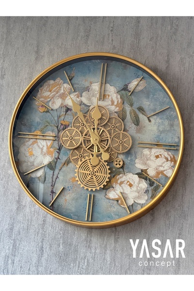 YASAR CONCEPT Seraphlora Metal Çarklı Duvar Saati 60 Cm