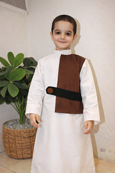 Abaya-AB ثوب أبيض للأطفال مع سديري أنيق يمنح صغيرك إطلالة مرتبة وفخمة في كل م...