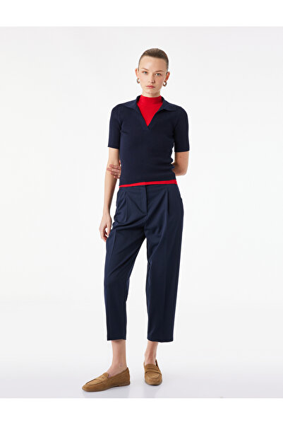 Koton Висока талия, удобна кройка, джобове, колан с детайли, цигарени панталони