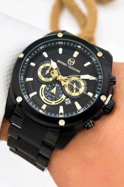 Sergio Tacchini Premium Lüx Çelik Kordon Erkek Kol Saati Siyah Stsd010
