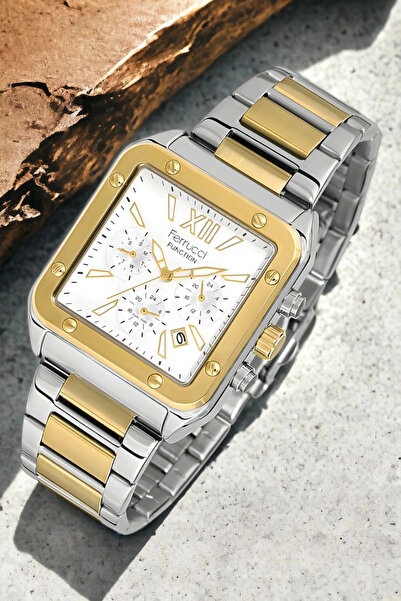 Ferrucci Men's Silver-Gold Color Bracelet Gift Watch - Fc.13345Ttm.02