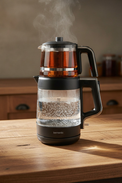 Bernardo Napoli Cam Demlikli Çay Makinesi Siyah
