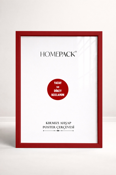 HOMEPACK 33X48 CM Kırmızı Ahşap Çerçeveli Poster Çerçevesi, Boş Çerçeve, KIRM...