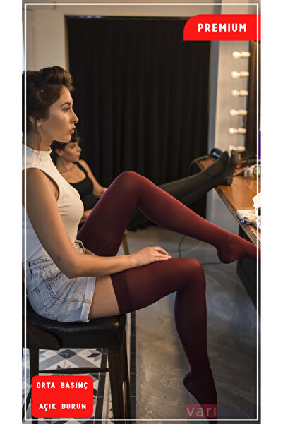 Varimed 3230 Premium Ccl2 Orta Basınç Diz Üstü Açık Burun Çorabı