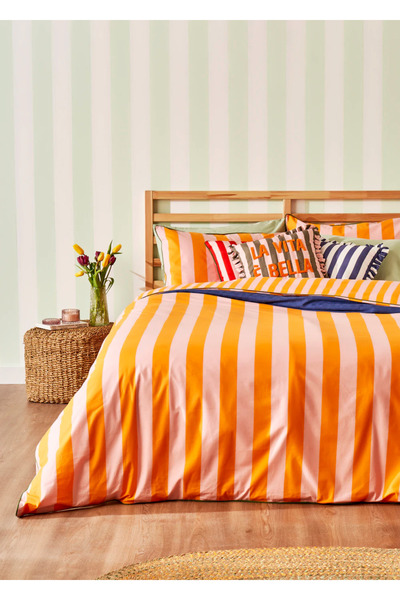Bella Maison طقم غطاء لحاف مزدوج من القطن 100% برتقالي (200x220 سم)