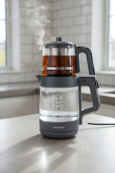 Bernardo Napoli Cam Demlikli Çay Makinesi Antrasit
