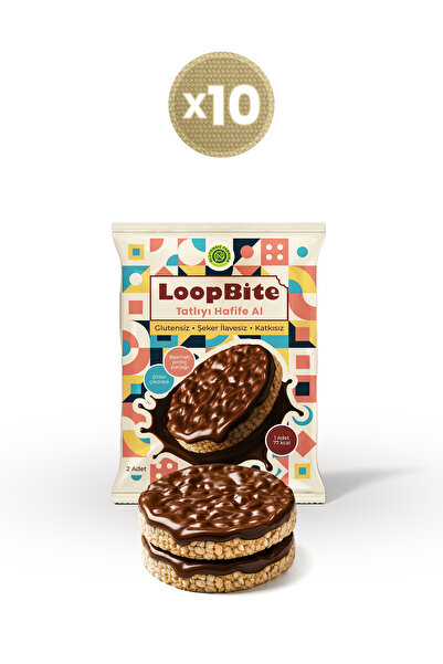 GLUTENSİZ FABRİKA LoopBite Bitter Çikolata Kaplamalı Basmati Pirinç Patlağı x...