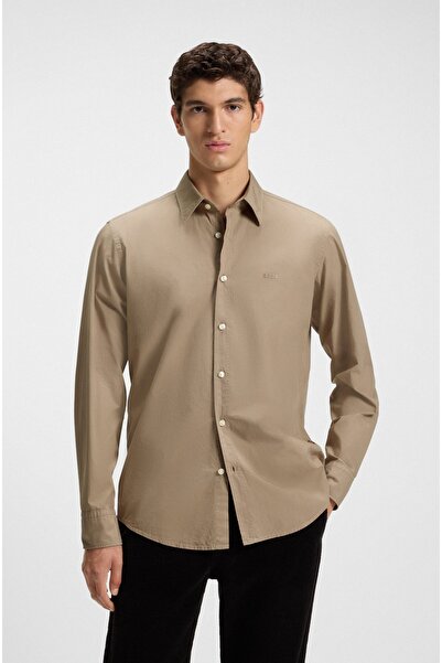 BOSS Logolu Pamuklu Normal Kesim Gömlek