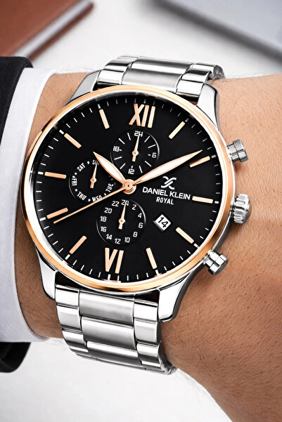 Daniel Klein Erkek Kol Saati Takvimli Çelik Kordon Bileklik Hediyeli Gümüş-Si...