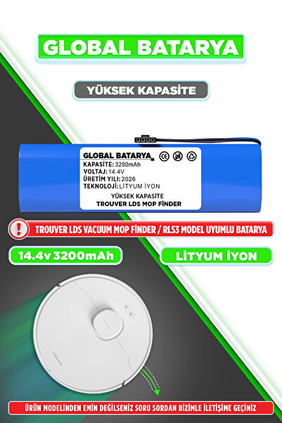 GLOBAL BATARYA Trouver LDS Vacuum Mop Finder Uyumlu Robot Süpürge Bataryası 1...