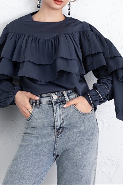 Modamorfo Flounced Sleeve Elastic Blouse -Laci