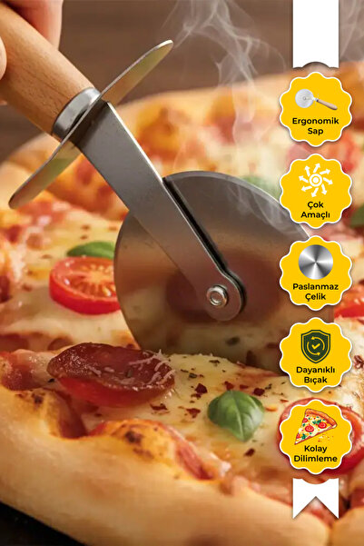 Dr.Maya Ahşap Saplı Pizza Kesici | Paslanmaz Çelik Bıçaklı, Pratik, Dayanıklı...