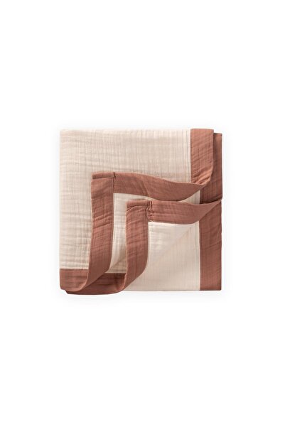 Cigit Thick Double Layer Raw Organic Muslin Blanket 85X90 cm Brown