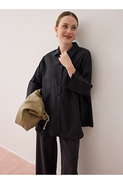 Benin Oversized Button Shirt - Black -