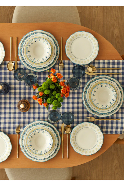 Bella Maison Mabel Stoneware 48 Parça 12 Kişilik Yemek Takımı Mavi