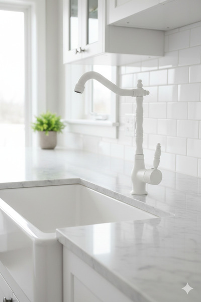 KAVİTİCARET E.m.a Beyaz Rustik 2 Yıl Garantili Sıcak - Soğuk Su Girişli Mutfa...